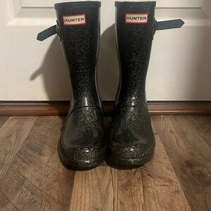 Hunter Sparkling Black Rain Boots